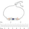 5.0mm Lab-Created Blue Sapphire and Diamond Accent "Mom" Bolo Bracelet in Sterling Silver and 10K Rose Gold - 9.5"