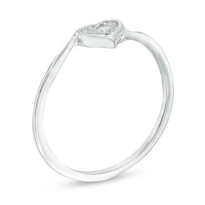 Diamond Accent Solitaire Heart Promise Ring in 10K White Gold