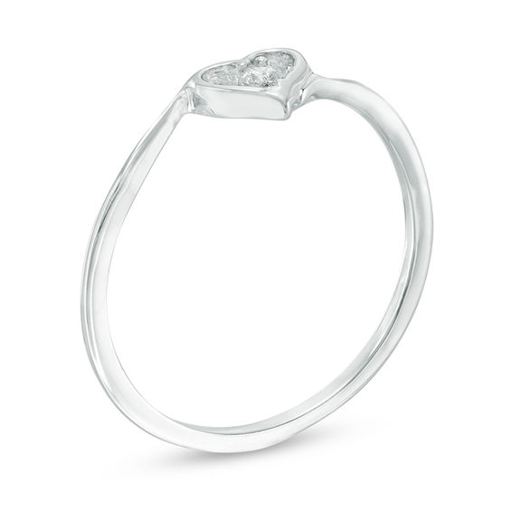 Diamond Accent Solitaire Heart Promise Ring in 10K White Gold