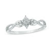 Diamond Accent Marquise Twist Shank with Tri-Sides Promise Ring in 10K White Gold