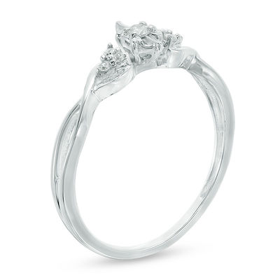 Diamond Accent Marquise Twist Shank with Tri-Sides Promise Ring in 10K White Gold