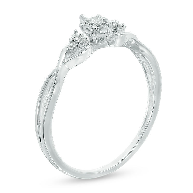 Diamond Accent Marquise Twist Shank with Tri-Sides Promise Ring in 10K White Gold|Peoples Jewellers