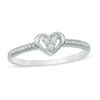 Thumbnail Image 0 of Composite Diamond Accent Three Stone Heart Promise Ring in 10K White Gold
