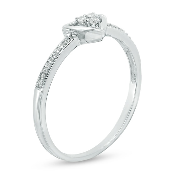 Composite Diamond Accent Three Stone Heart Promise Ring in 10K White Gold