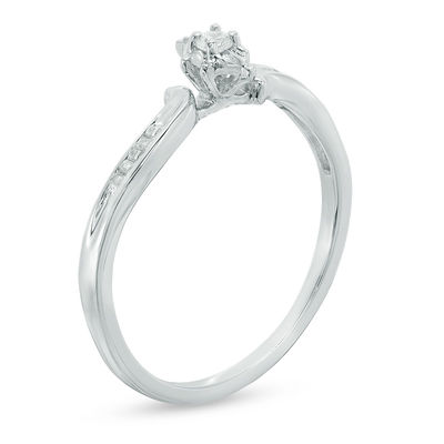 Diamond Accent Marquise Bypass Promise Ring in 10K White Gold