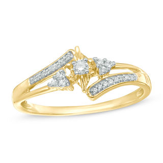 0.09 CT. T.W. Diamond Bypass Split Shank with Tri-Sides Promise Ring in 10K Gold