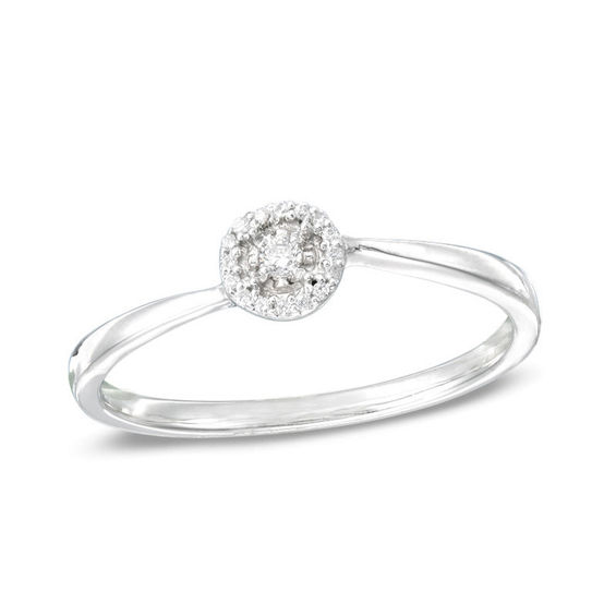 Diamond Accent Frame Promise Ring in 10K White Gold