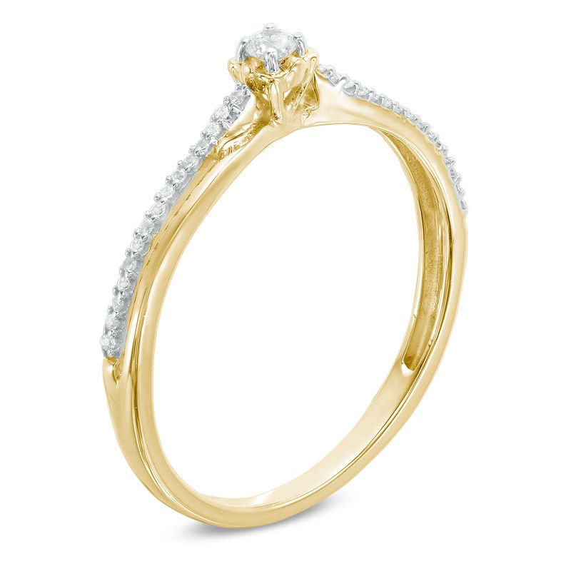 0.09 CT. T.W. Diamond Overlay Split Shank Promise Ring in 10K Gold|Peoples Jewellers