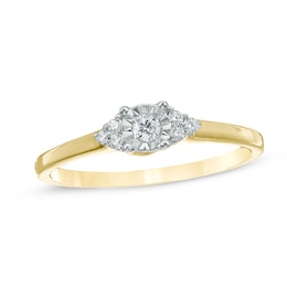 0.09 CT. T.W. Diamond Tri-Sides Promise Ring in 10K Gold