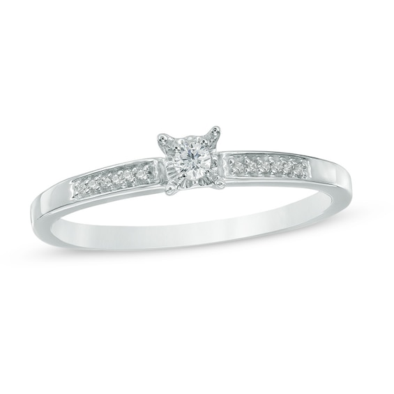 Diamond Accent Linear Promise Ring in 10K White Gold