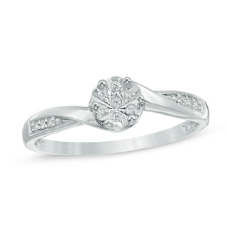 Composite Diamond Accent Bypass Promise Ring in 10K White Gold