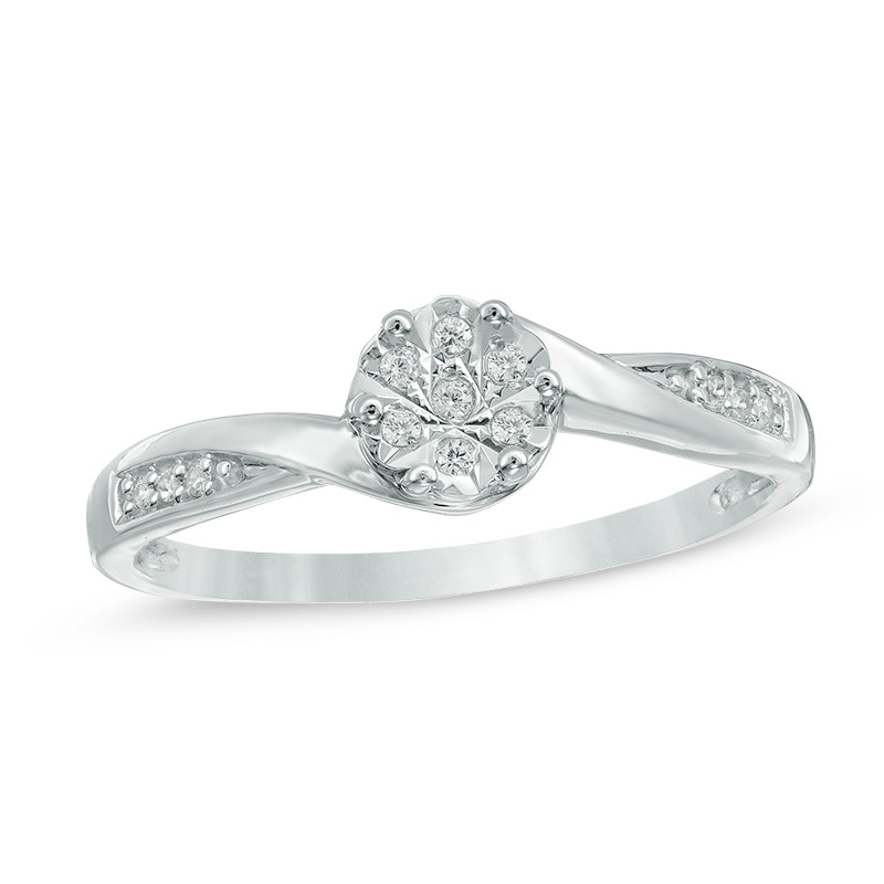 Composite Diamond Accent Bypass Promise Ring in 10K White Gold|Peoples Jewellers