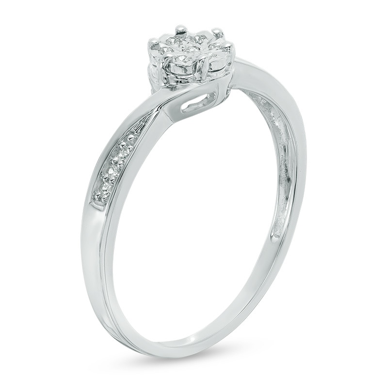 Composite Diamond Accent Bypass Promise Ring in 10K White Gold