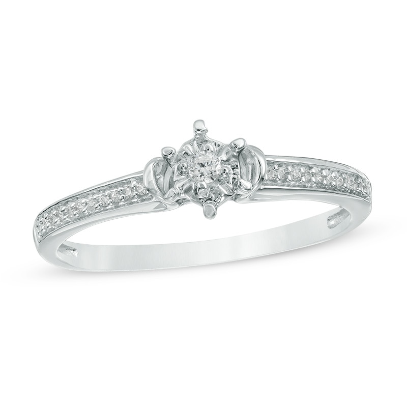 Diamond Accent Collar Promise Ring in 10K White Gold|Peoples Jewellers
