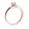 Champagne and White Diamond Accent Swirl Bypass Promise Ring in 10K Rose Gold