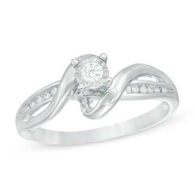 0.12 CT. T.W. Diamond Loop Promise Ring in Sterling Silver