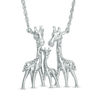 Thumbnail Image 0 of Diamond Accent Giraffe Family Necklace in Sterling Silver - 17"