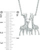 Diamond Accent Giraffe Family Necklace in Sterling Silver - 17"