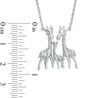 Diamond Accent Giraffe Family Necklace in Sterling Silver - 17"