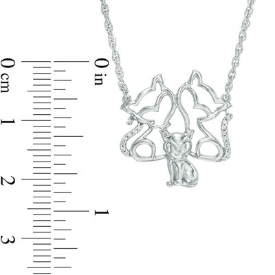 Diamond Accent Cat Family Necklace in Sterling Silver - 17"