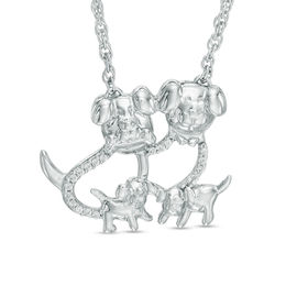 Diamond Accent Dog Family Necklace in Sterling Silver - 17&quot;