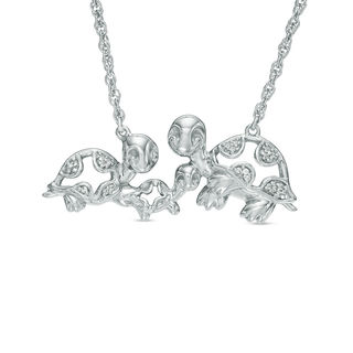 Diamond Accent Turtle Family Necklace in Sterling Silver - 17"