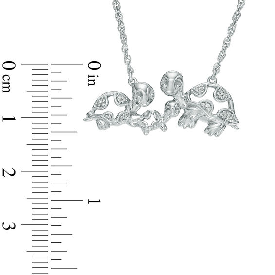 Diamond Accent Turtle Family Necklace in Sterling Silver - 17"