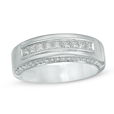 Vera Wang Love Collection Men's 0.95 CT. T.W. Diamond Nine Stone Wedding Band in 14K White Gold