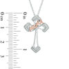 Diamond Accent "MAMA" Cross Pendant in Sterling Silver and 10K Rose Gold