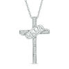 Diamond Accent "NANA" Cross Pendant in Sterling Silver