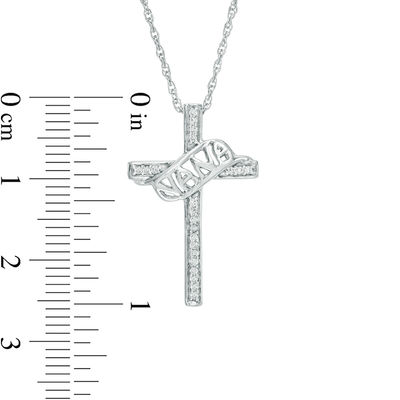 Diamond Accent "NANA" Cross Pendant in Sterling Silver