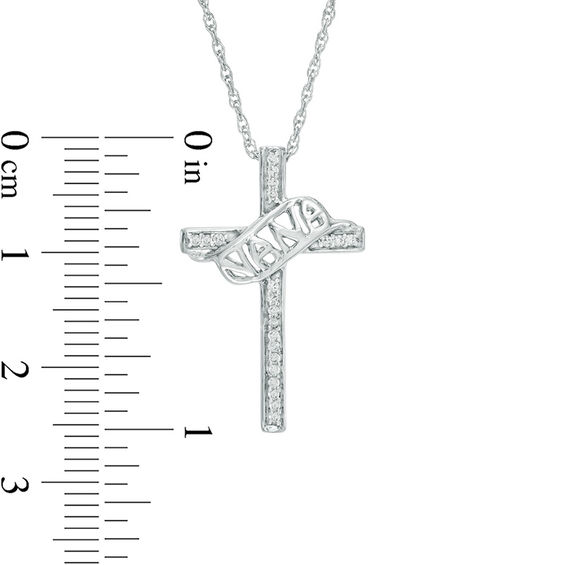 Diamond Accent "NANA" Cross Pendant in Sterling Silver