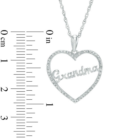 Diamond Accent "Grandma" Heart Pendant in 10K White Gold