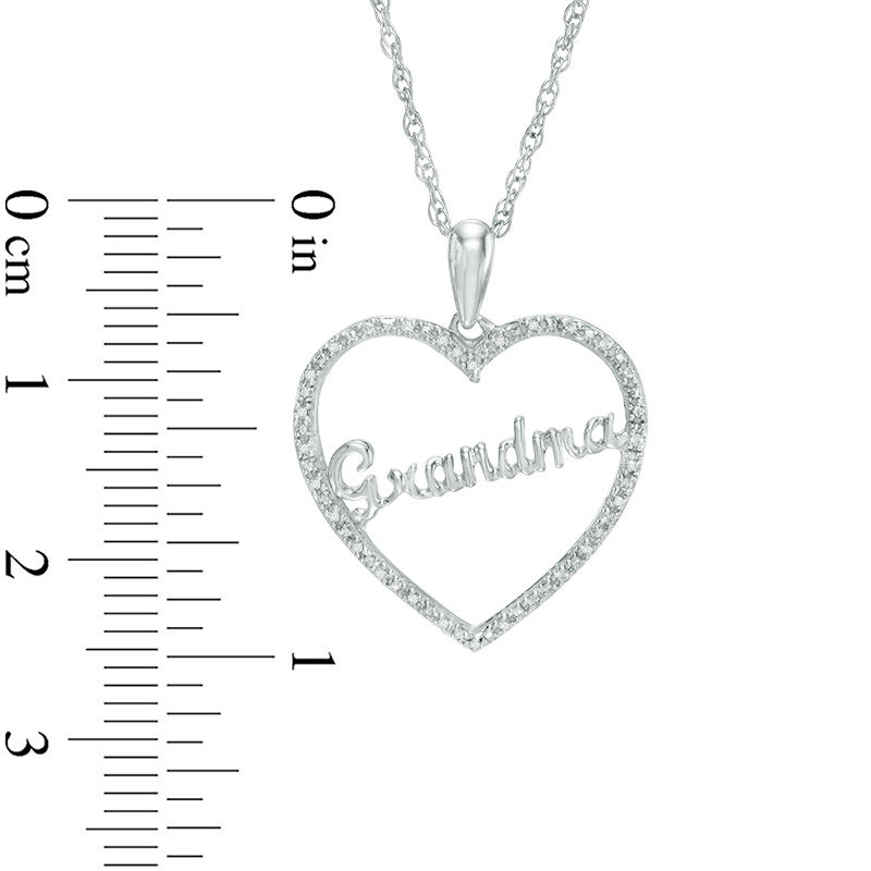 Diamond Accent "Grandma" Heart Pendant in 10K White Gold|Peoples Jewellers