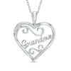 Thumbnail Image 0 of Diamond Accent Heart Filigree "Grandma" Pendant in Sterling Silver