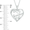 Diamond Accent Heart Filigree "Grandma" Pendant in Sterling Silver