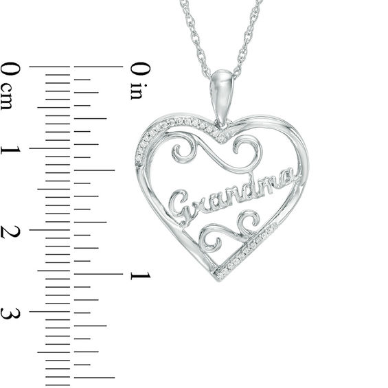 Diamond Accent Heart Filigree "Grandma" Pendant in Sterling Silver