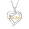 Thumbnail Image 0 of Diamond Accent "Nana" Double Heart Pendant in Sterling Silver and 10K Gold