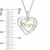 Thumbnail Image 1 of Diamond Accent "Nana" Double Heart Pendant in Sterling Silver and 10K Gold