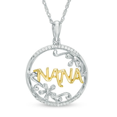 0.09 CT. T.W. Diamond "NANA" Open Circle Pendant in Sterling Silver and 10K Gold