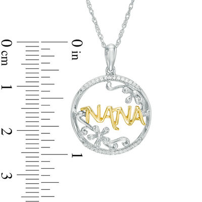 0.09 CT. T.W. Diamond "NANA" Open Circle Pendant in Sterling Silver and 10K Gold