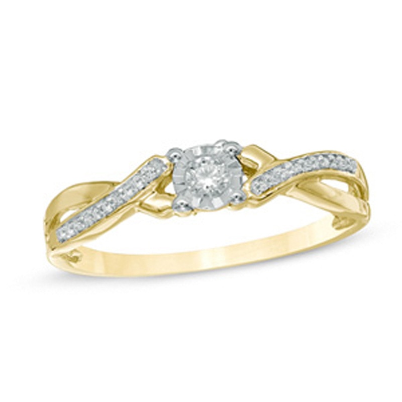 0.09 CT. T.W. Diamond Twist Split Shank Promise Ring in 10K Gold|Peoples Jewellers