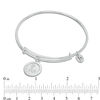 Chrysalis Cubic Zirconia "L" Initial Charm Adjustable Bangle in White Brass