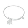 Chrysalis Cubic Zirconia "N" Initial Charm Adjustable Bangle in White Brass