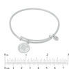 Chrysalis Cubic Zirconia "N" Initial Charm Adjustable Bangle in White Brass