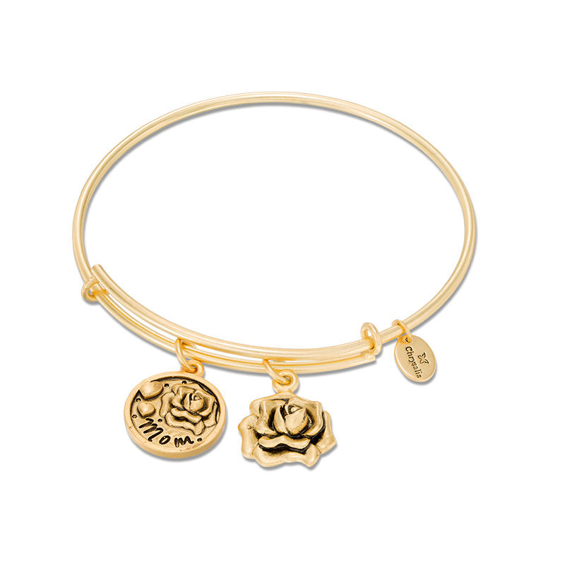 Chrysalis "MOM" Charms Adjustable Bangle in Yellow-Tone Brass|Peoples Jewellers