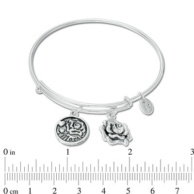 Chrysalis "MOM" Charms Adjustable Bangle in White Brass