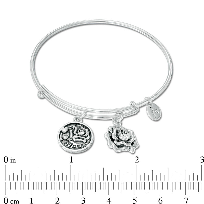 Main Image 3 of Chrysalis &quot;MOM&quot; Charms Adjustable Bangle in White Brass