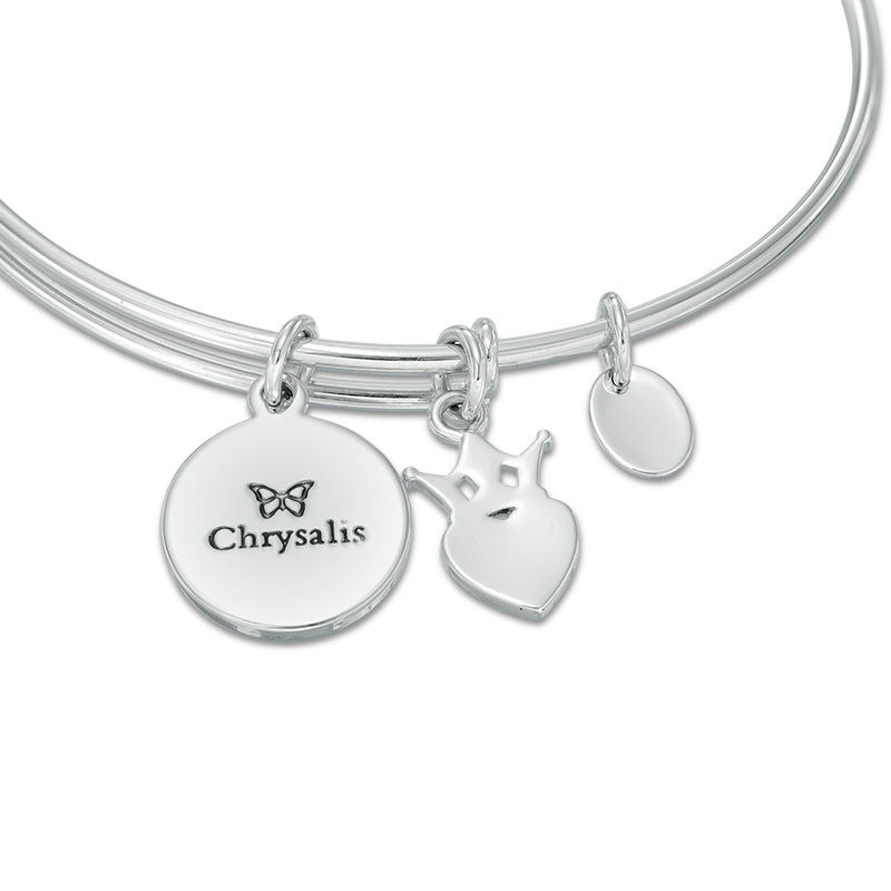 Chrysalis "Friendship" Charms Adjustable Bangle in White Brass