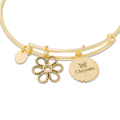 Chrysalis "Sister" Charms Adjustable Bangle in Yellow-Tone Brass